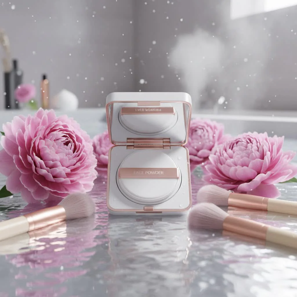 MAC face powder products displayed on a vanity